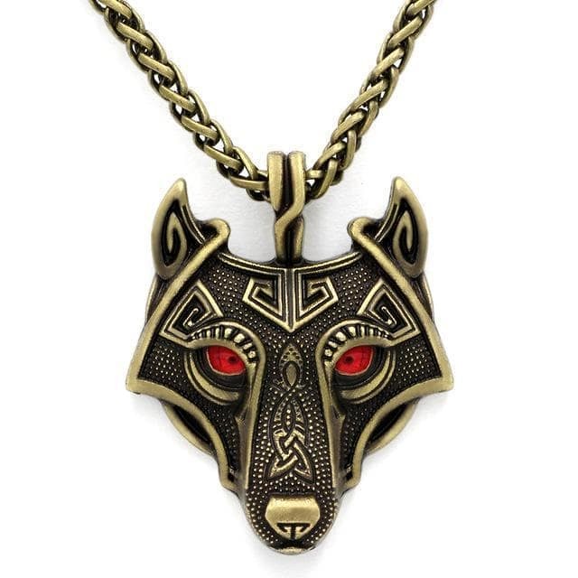 Vikings Wolf Eye Colored Pendant Necklace