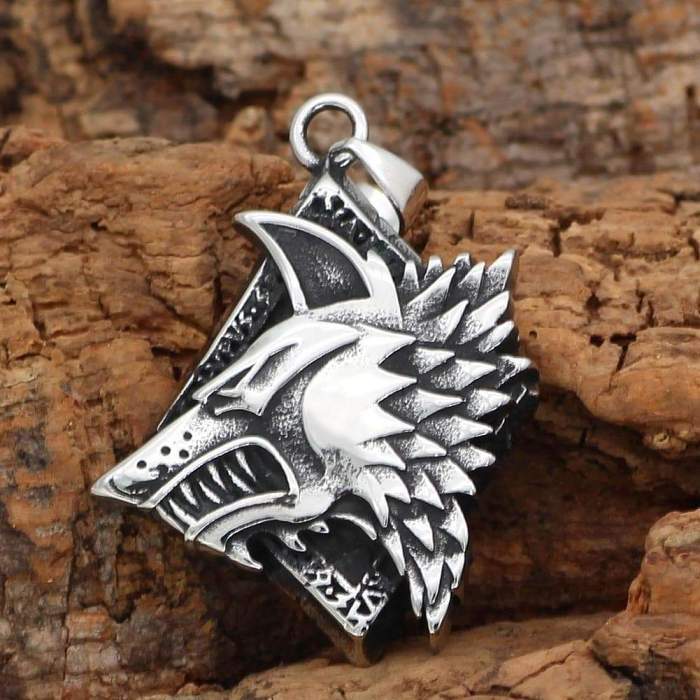 Viking Wolf Fenrir Stainless Steel Pendant & Necklace