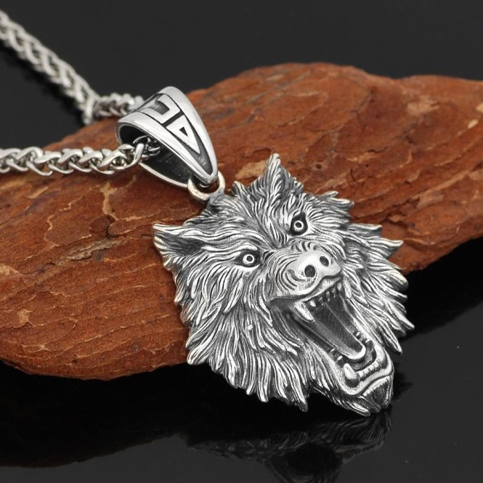 Viking Wolf Fenrir Pendant Necklace