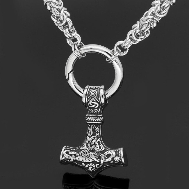 Vikings Mjolnir Stainless Steel King Chain Necklace