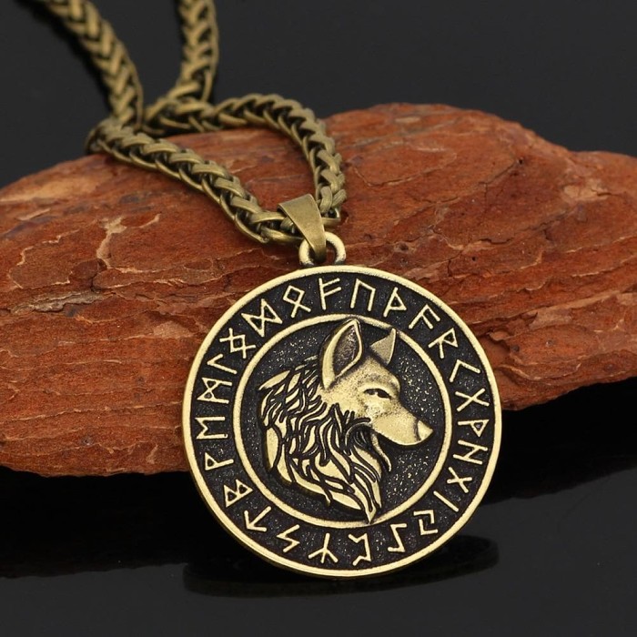 Viking Rune Wolf Necklace