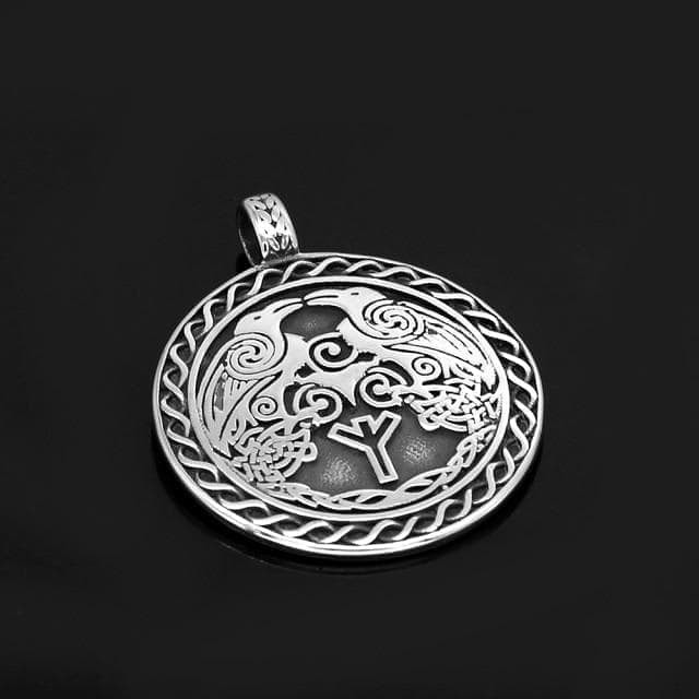 Vikings Raven Hugin and Munin Stainless Steel Necklace
