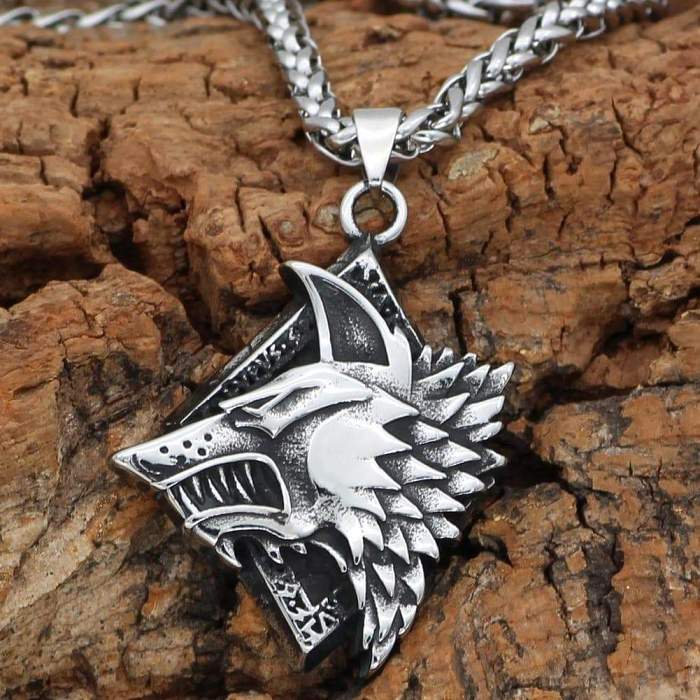 Viking Wolf Fenrir Stainless Steel Pendant & Necklace