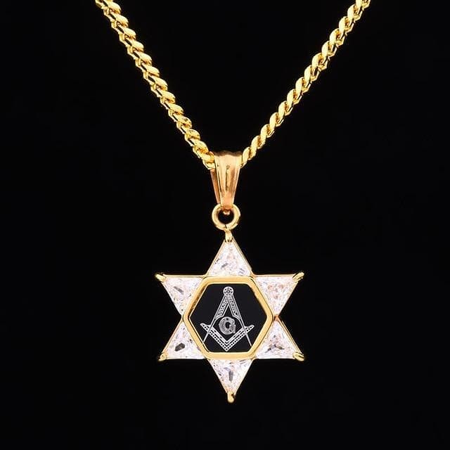 Freemason Star of David Square and Compasses Necklace