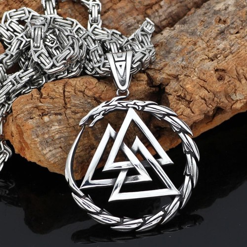 Vikings Jörmungandr Valknut Stainless Steel Necklace