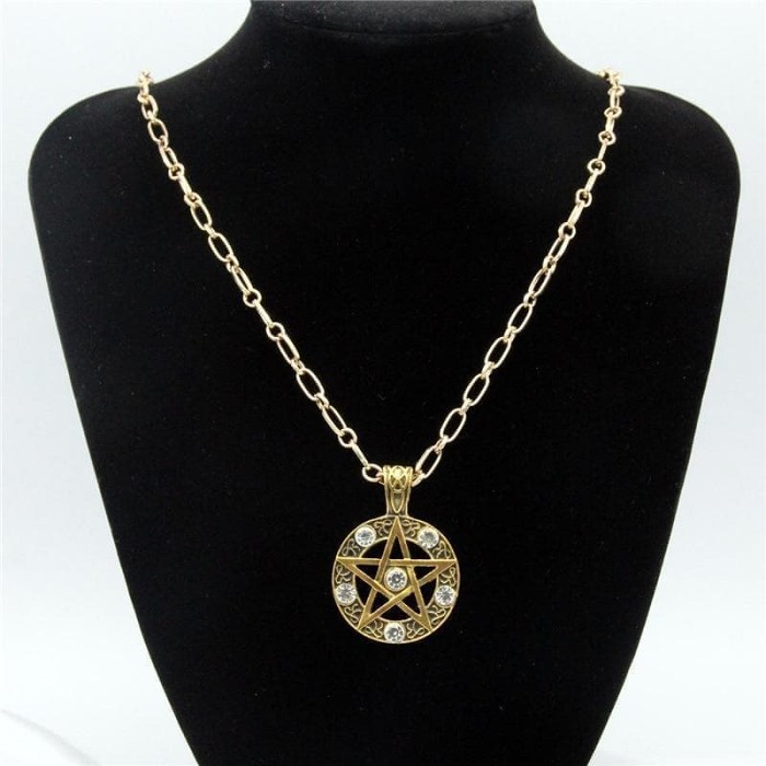 Wiccan Pentagram Stainless Steel Pendant Necklace