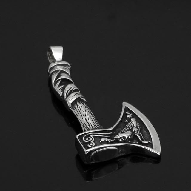 Vikings Axe Wolf Stainless Steel Necklace