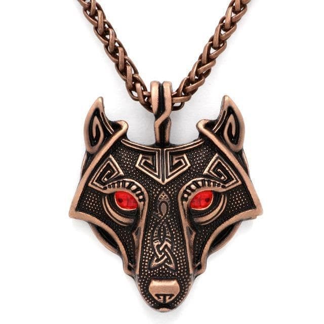Vikings Wolf Eye Colored Pendant Necklace