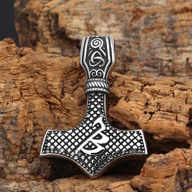 Vikings Mjolnir with Runic Alphabet & Viking Symbols Pendant & Necklace