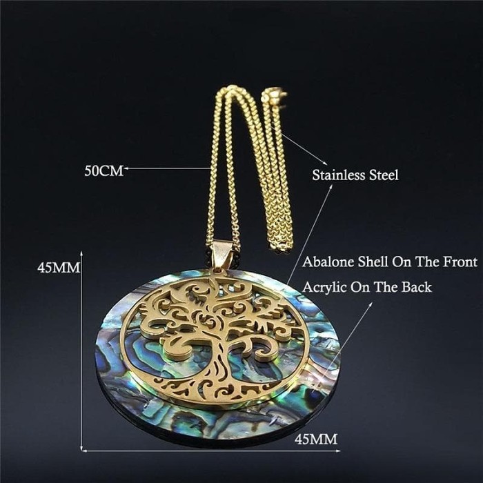 Vikings Tree of Life Abalone Necklace
