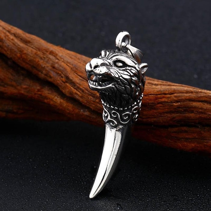 Vikings Wolf Fang Stainless Steel Pendant Necklace