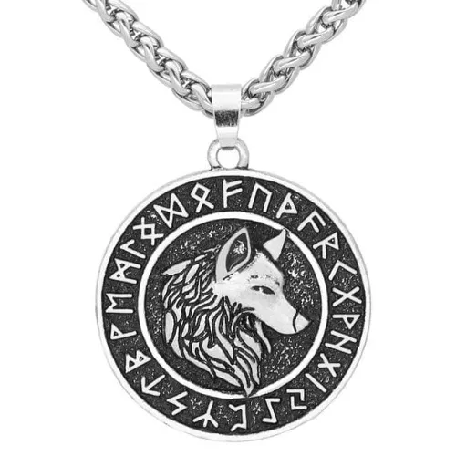 Viking Rune Wolf Necklace