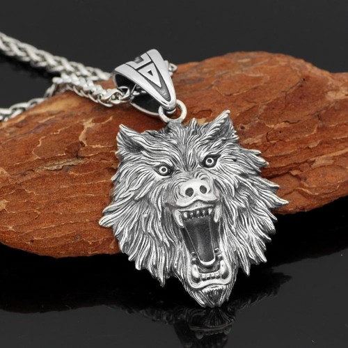 Viking Wolf Fenrir Pendant Necklace