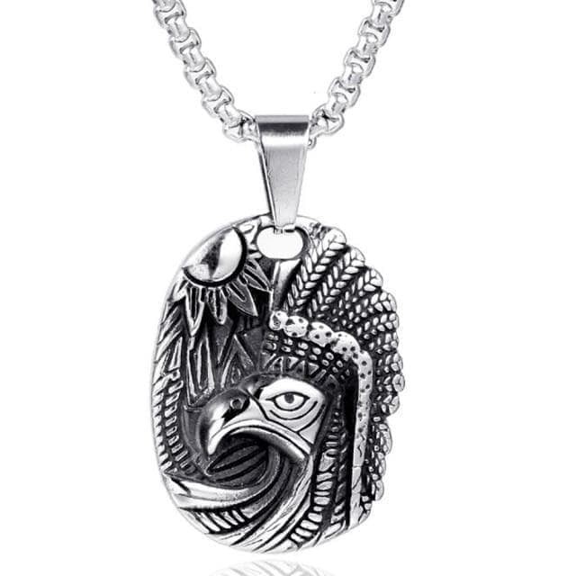 Native American Eagle Headdress Stainless Steel Necklace