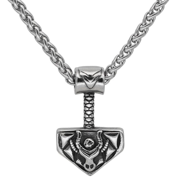 Vikings Nordic Thor Hammer Stainless Steel Necklace
