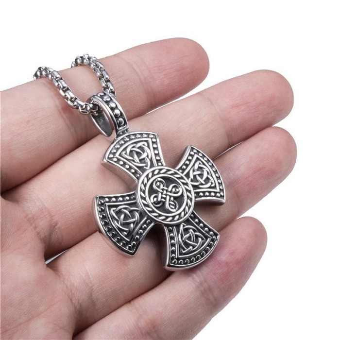Knights Templar Cross Stainless Steel Pendant Necklace