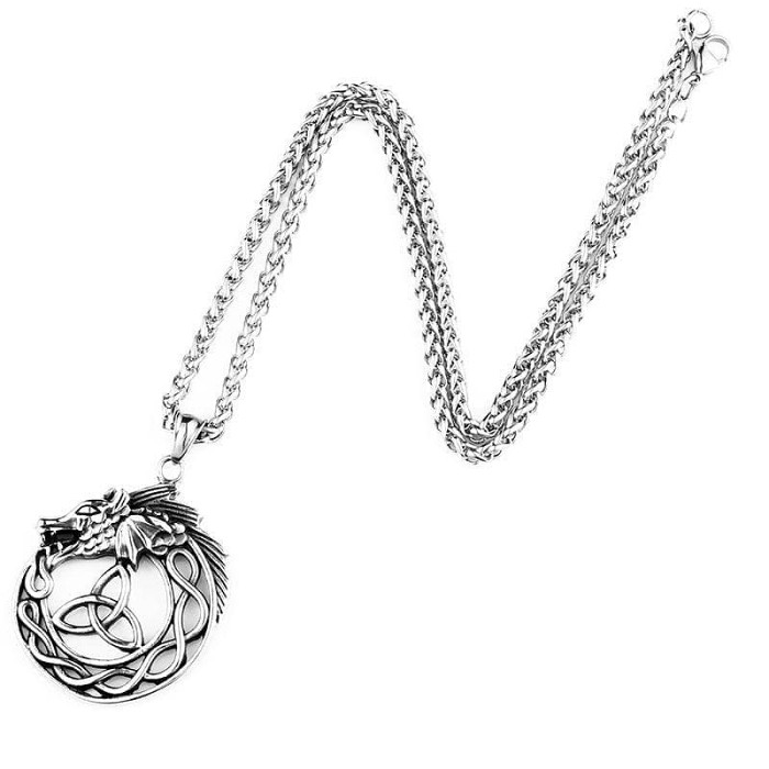 Vikings Dragon Triquetra Stainless Steel Necklace