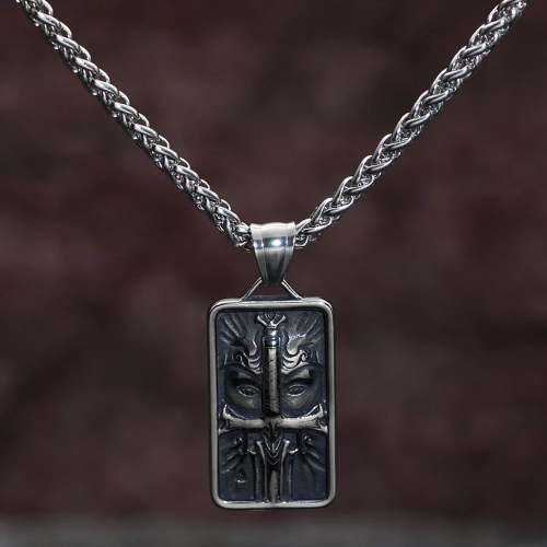 Vikings Odin's Face Stainless Steel Amulet Necklace