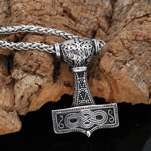 Vikings Thor Mjolnir Stainless Steel Necklace