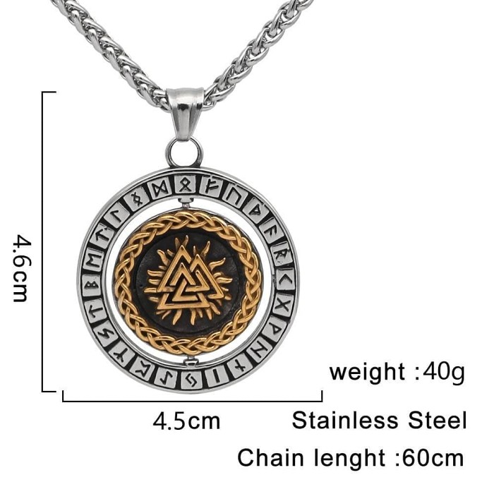 Vikings Valknut Runes Stainless Steel Necklace