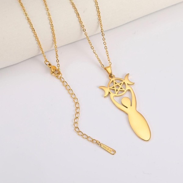 Wiccan Moon Phase Goddess Stainless Steel Necklace