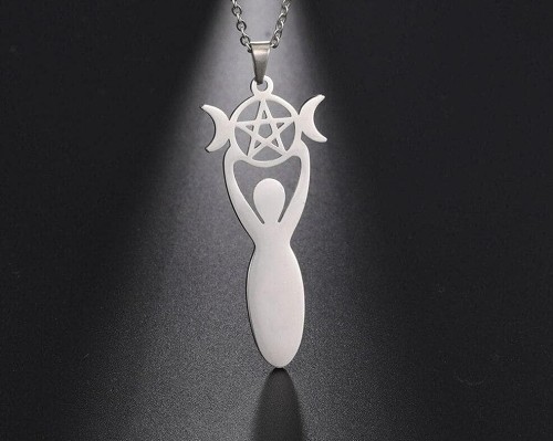 Wiccan Moon Phase Goddess Stainless Steel Necklace