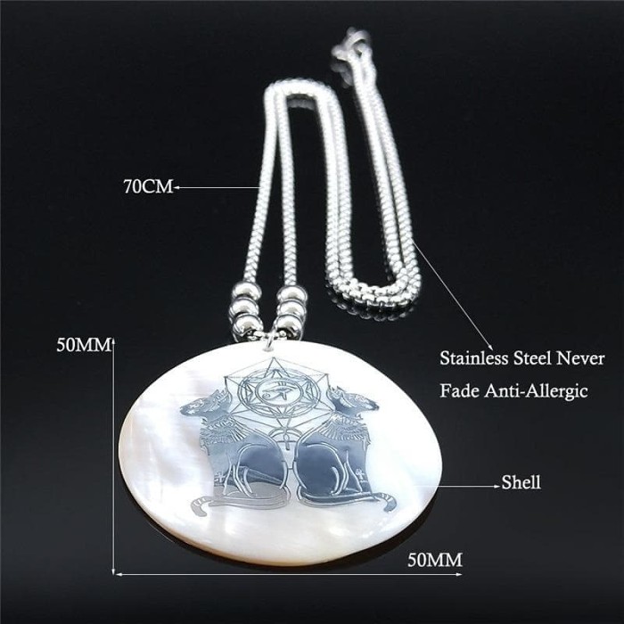 Ancient Egypt Bastet Ra Eye Stainless Steel Necklace
