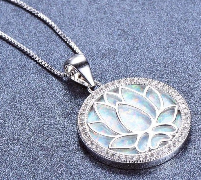 Ancient Egypt Lotus Solid Sterling Silver Necklace