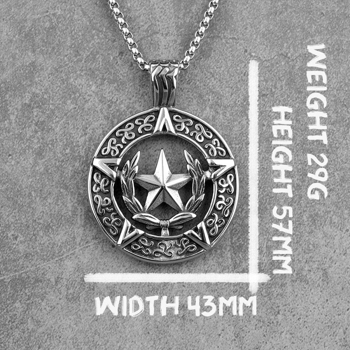 Templar Five-Pointed Star Pendant Necklace