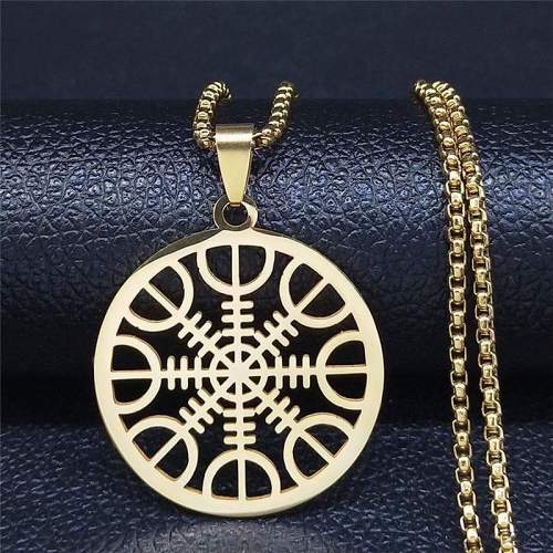 Viking Nordic Helm of Awe Stainless Steel Necklaces