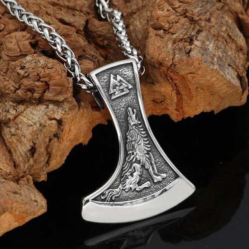 Vikings Raven and Wolf Stainless Steel Necklace