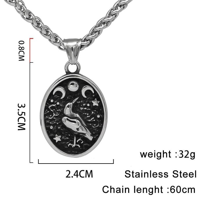 Vikings Raven Stainless Steel Chain Necklace
