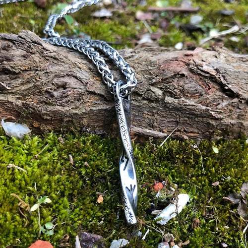 Vikings Twisted Rune Stainless Steel Pendant Necklace