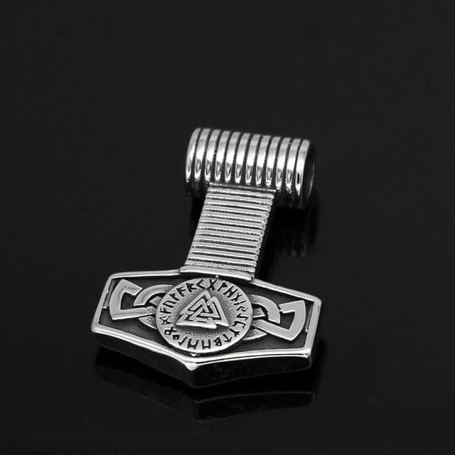 Vikings Hammer Valknut Stainless Steel Necklace