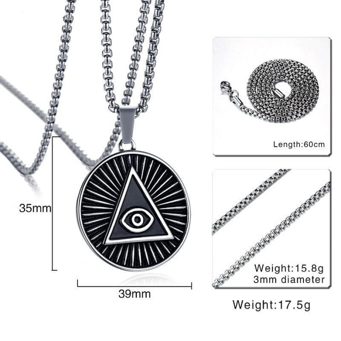 Ancient Egypt Eye of Providence Stainless Steel Necklace