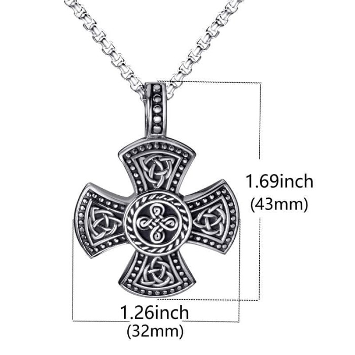 Knights Templar Cross Stainless Steel Pendant Necklace