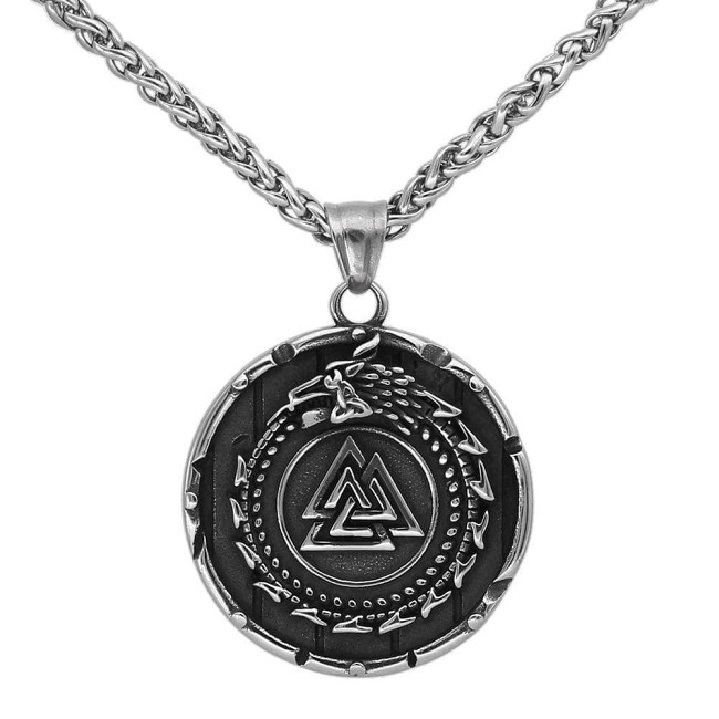 Viking Valknut Stainless Steel Pendant and Necklace