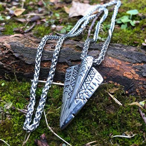 Vikings Odin's Gungir Runes Stainless Steel Necklace