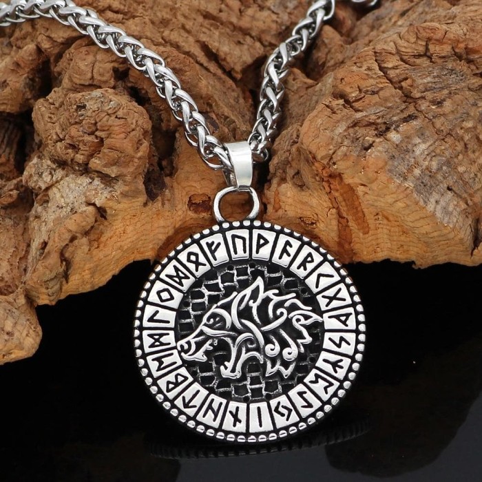 Viking Odin's Wolf Stainless Steel Necklace