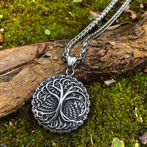 Vikings Tree of Life Stainless Steel Pendant Necklace