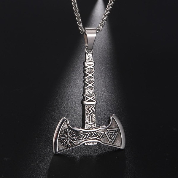 Viking Nordic Weapon Axe Stainless Steel Necklace