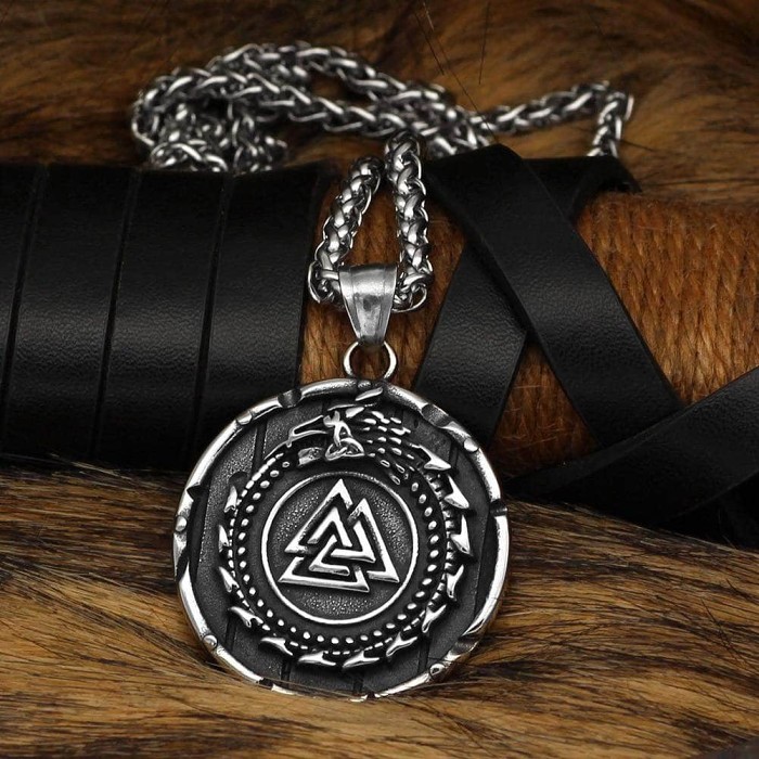 Viking Valknut Stainless Steel Pendant and Necklace