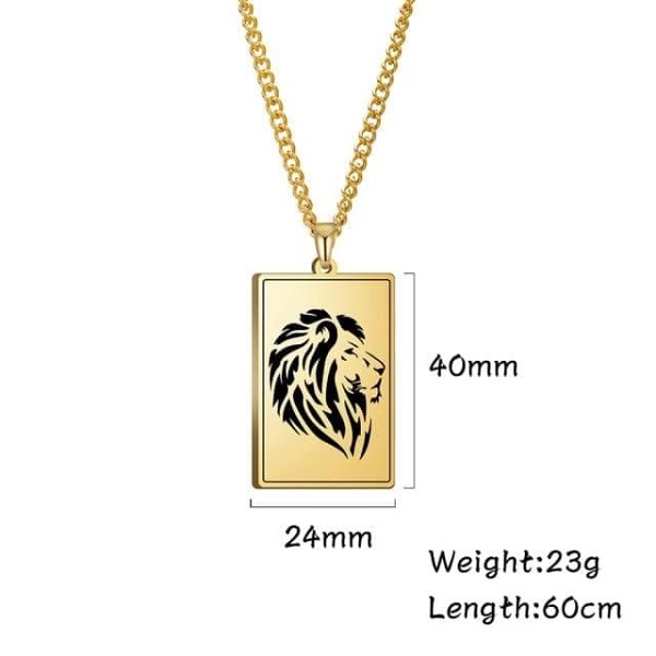 Ancient Greece Golden Lion Stainless Steel Necklace