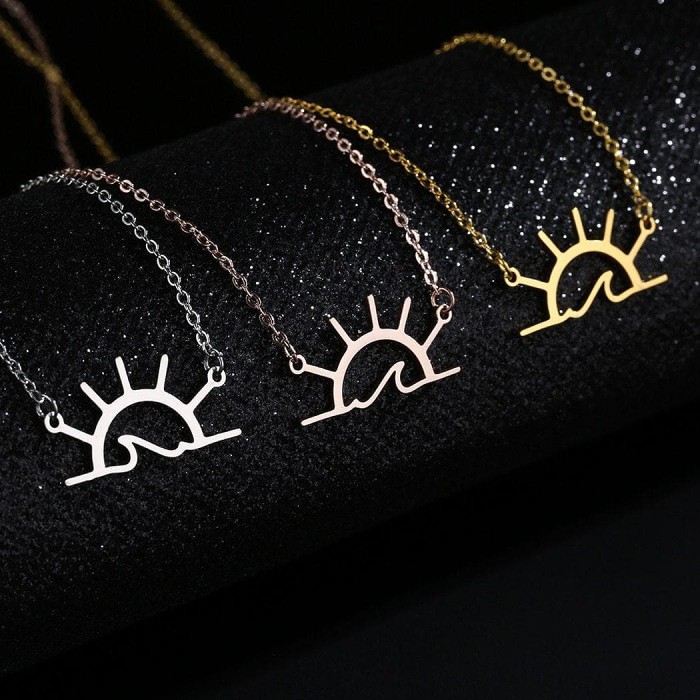 Wiccan Sun Symbol Stainless Steel Pendant Necklace