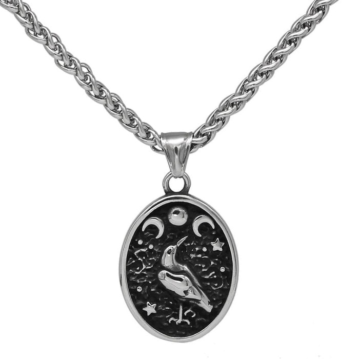 Vikings Raven Stainless Steel Chain Necklace