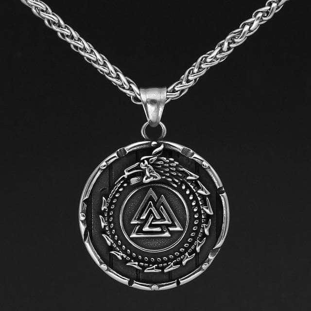 Viking Valknut Stainless Steel Pendant and Necklace