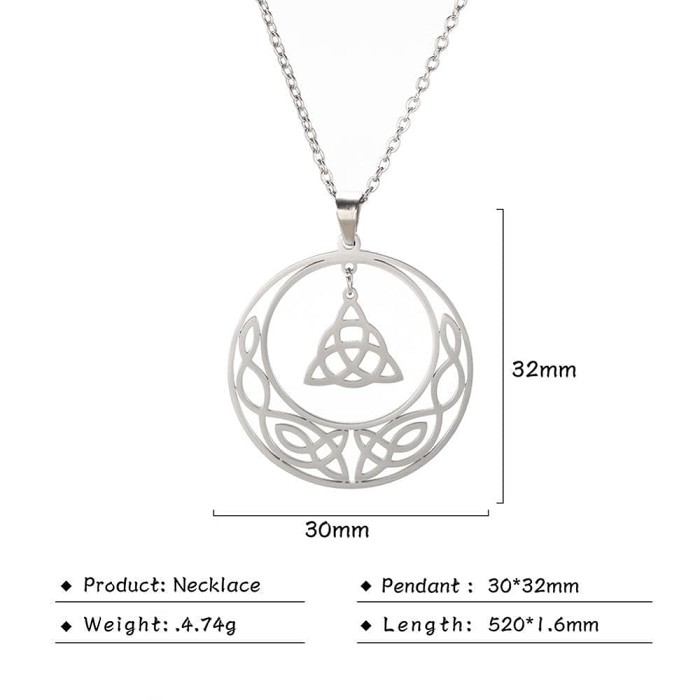 Celtic Triquetra Moon Knot Stainless Steel Necklace