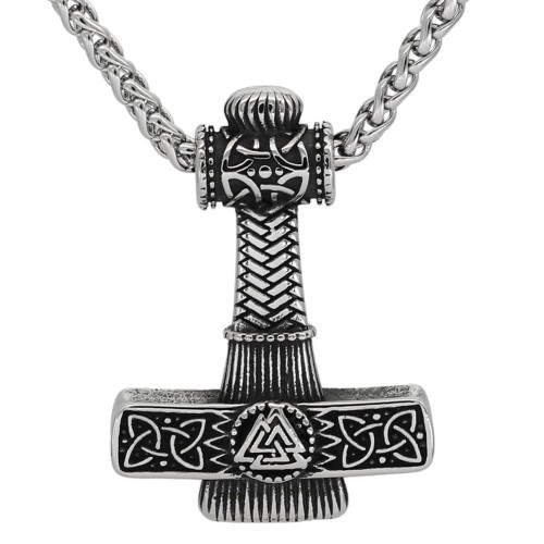 Viking Mjolnir Valknut Stainless Steel Necklace
