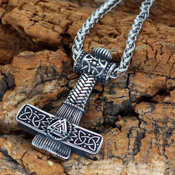 Viking Mjolnir Valknut Stainless Steel Necklace