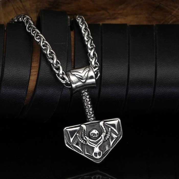 Vikings Nordic Thor Hammer Stainless Steel Necklace